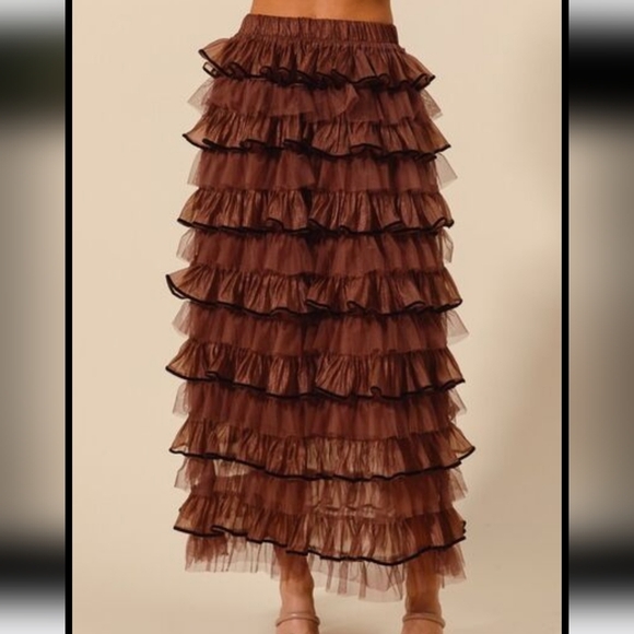 Layered Ruffled Tulle Maxi Skirt - Picture 1 of 5